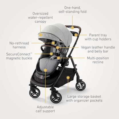 Graco Merge 360 Baby Stroller - Front and Rear 360-Degree Rotating Wheels Infant Stroller for Easy Gliding and Tight Turns, Quick 1-Button Push Folding Stroller, Great Gift for New Parents