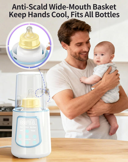 12 in 1 Fast Baby Bottle Warmer with Even Heating No Hot Spots, Night Mode, Sterili-zing, Constant Temp Milk Warmer for Breastmilk & Formula, Fits All Bottles Grey