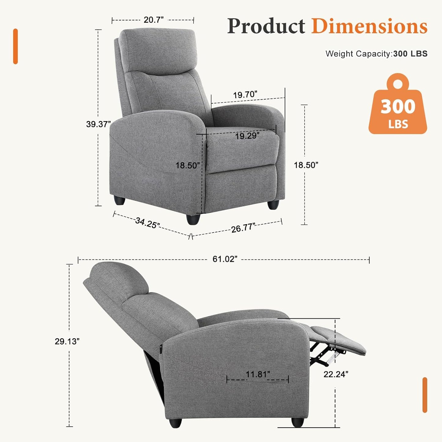 Sweetcrispy Recliner Chair, 360 Swivel Rocker Chair for Adults, Glider Rocker Recliners, Nursery Chairs for Living Room, High Back, Upholstered Deep Seat, Classical Brown