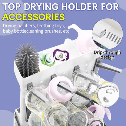 Baby Bottle Drying Rack for Countertop – Space-Saving Baby Bottle Holder for Drying Bottles, Nipples, Pump Parts & Accessories Ideal for Breastfeeding & Newborn Essentials Storage