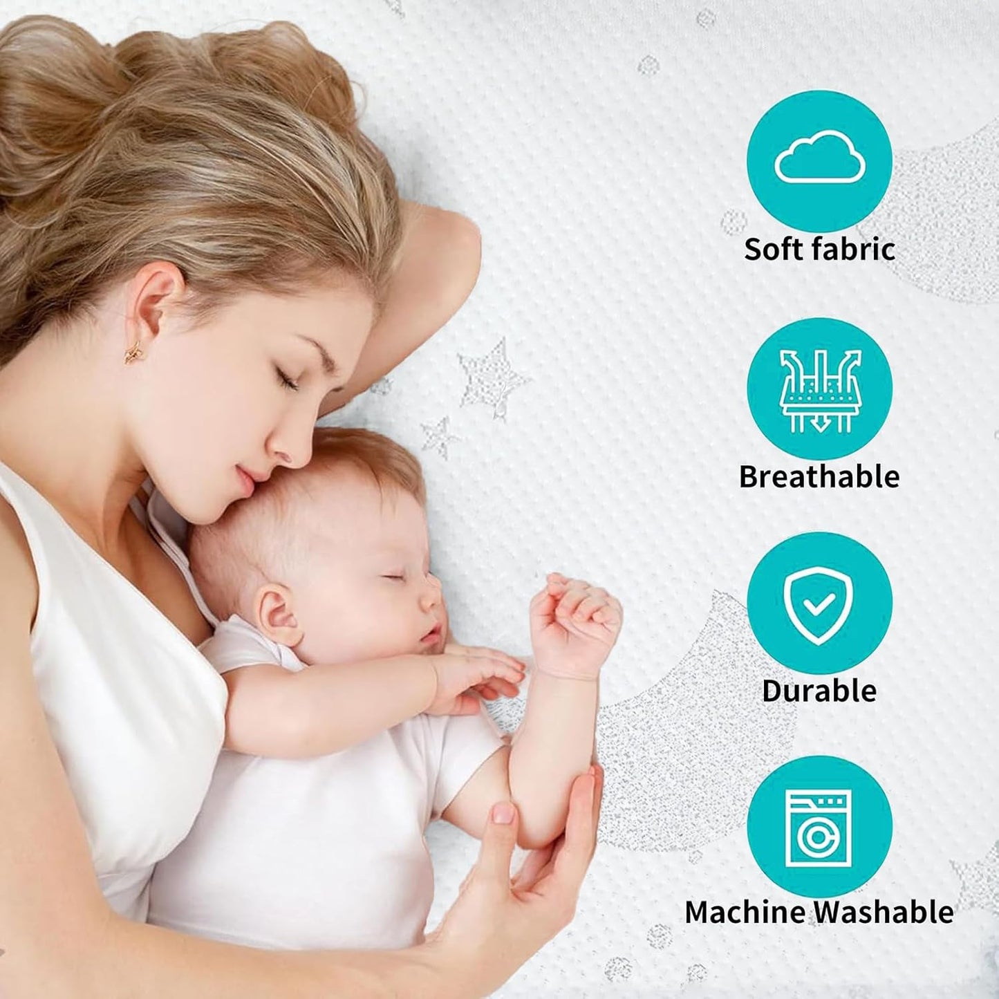 Pack and Play Mattress, 38x26 Pack N Play Mattresses Pad Dual-Sided Soft & Firm Memory Foam 3 Inch Thick with Breathable Removable Cover