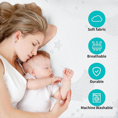 Pack and Play Mattress, 38x26 Pack N Play Mattresses Pad Dual-Sided Soft & Firm Memory Foam 3 Inch Thick with Breathable Removable Cover