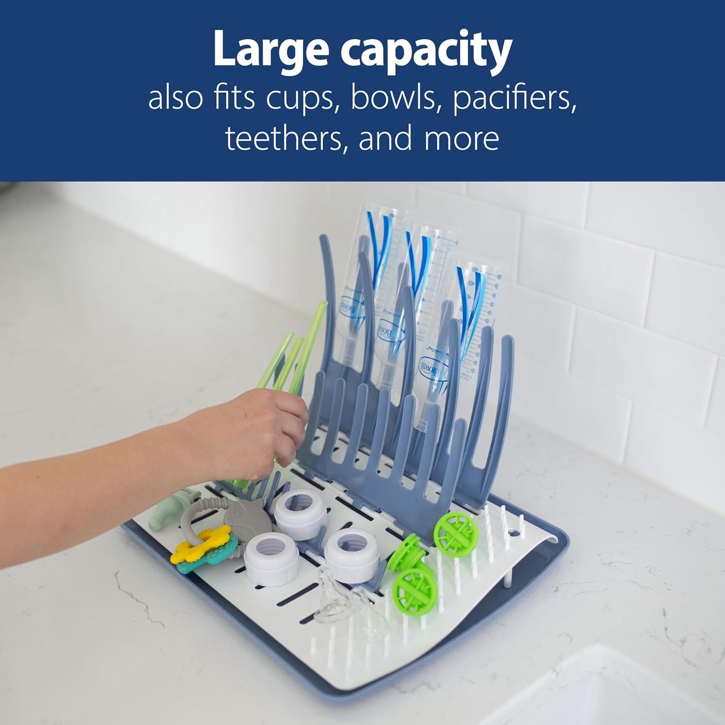 Dr. Brown's Folding Baby Bottle Drying Rack for Easy Storage - Dry Nipples, Pacifiers and Other Baby Essentials, BPA Free