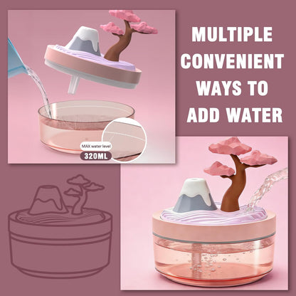 Landscape Night Light Humidifier with 2 Mist Modes, 320mL Large Tank Whisper-Quiet for Baby/Nursery/Office, Portable Mini Air Moisturizer