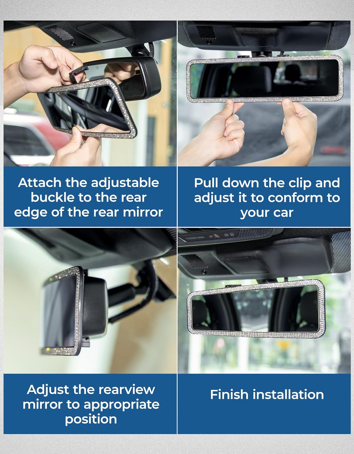 JOYTUTUS Rear View Mirror, Universal 11.81 Inch Panoramic Convex Interior Clip-on Wide Angle Mirror to Reduce Blind Spot Effectively for Car SUV Trucks -Clear