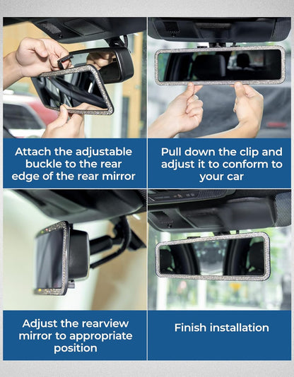 JOYTUTUS Rear View Mirror, Universal 11.81 Inch Panoramic Convex Interior Clip-on Wide Angle Mirror to Reduce Blind Spot Effectively for Car SUV Trucks -Clear