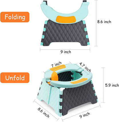 Toddler Portable Potty Training Seat for Kids Baby Foldable Toilet Child Travel Potty in Car Camping Potty Chair Seat for Indoor Outdoor, with 60 Disposable Bags