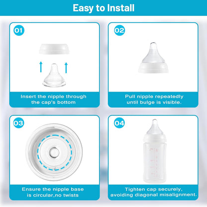 Silicone Bottle Nipples Compatible with Pigeon Bottles, Replacement Soft Nipple for Baby 6+ Months, Anti-Colic, BPA-Free, Fast Flow, Size L, 4-Pack