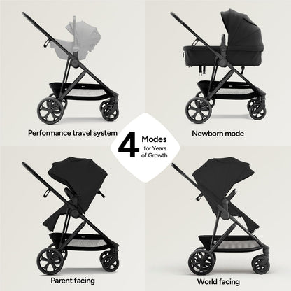 Mompush Baby Stroller, Convertible 2-in-1 with Bassinet Option, Infant Car Seat Compatible, Includes Adapter - Sturdy Full-Size Infant Stroller for Family Adventures