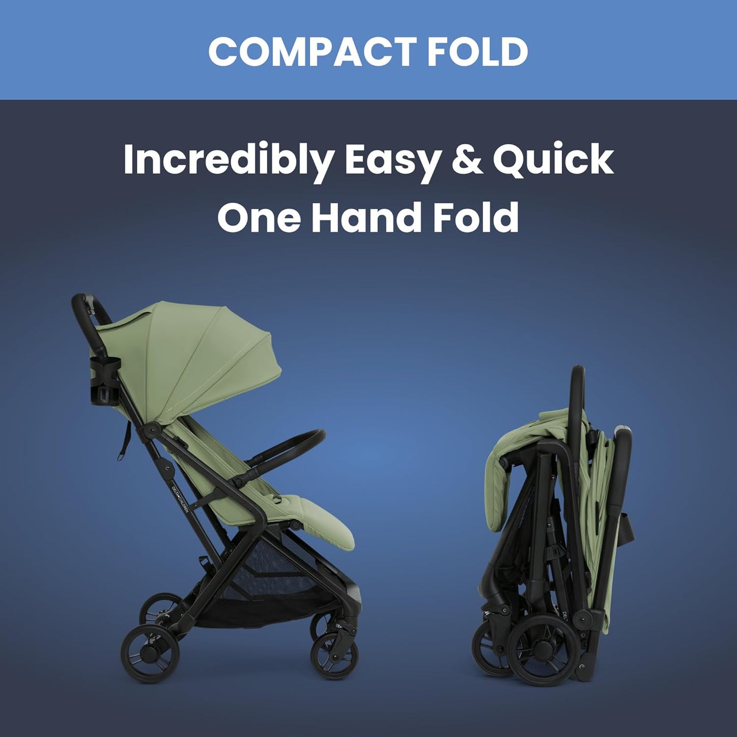 Delta Children Icon Ultra Compact Travel Stroller - Greenguard Gold Certified, Black