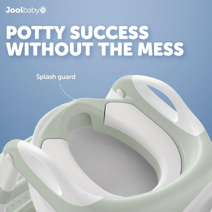 Jool Baby Potty Training Seat with 2 Step Ladder for Toddlers - Splash Guard, Adjustable Height (Gray)