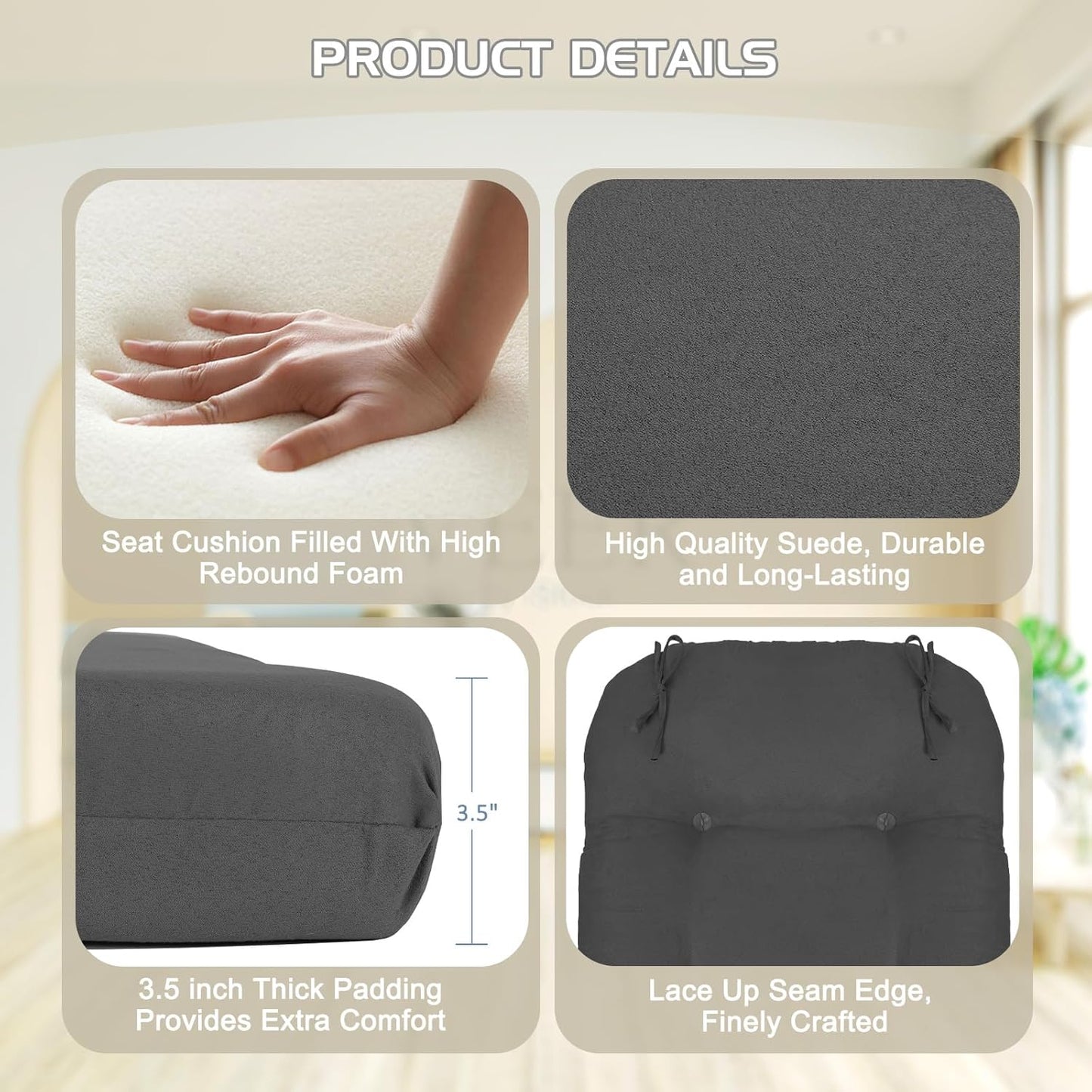 BECHAEO 5PCS Suede Glider Rocker Replacement Cushions with Ottoman Cover Thicken Soft Rocking Chair Cushion Set for Indoor Nursery Glider Rocking Chair, Blue