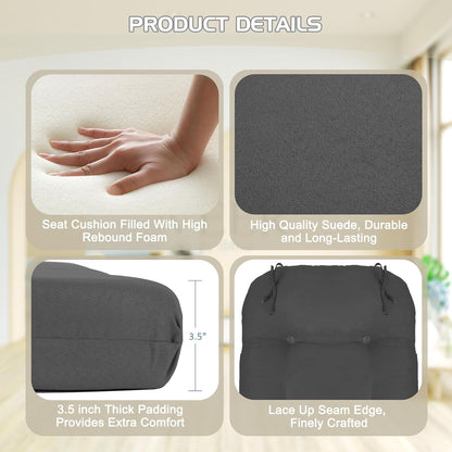 BECHAEO 5PCS Suede Glider Rocker Replacement Cushions with Ottoman Cover Thicken Soft Rocking Chair Cushion Set for Indoor Nursery Glider Rocking Chair, Blue
