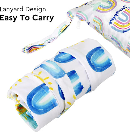 Wet Dry Bags 2-Pack with Cute Dolphin Print - Waterproof Travel Organizer for Swimming Pool Beach Gym Baby Cloth Diapers Swimwear with Dual Zippers
