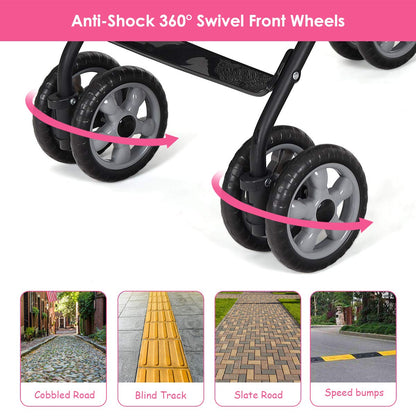 BABY JOY Lightweight Stroller, Compact Travel Stroller, Infant Stroller w/Adjustable Backrest & Canopy, Cup Holder, Storage Basket, 5-Point Harness, Easy Fold, Umbrella Stroller for Toddler, Black