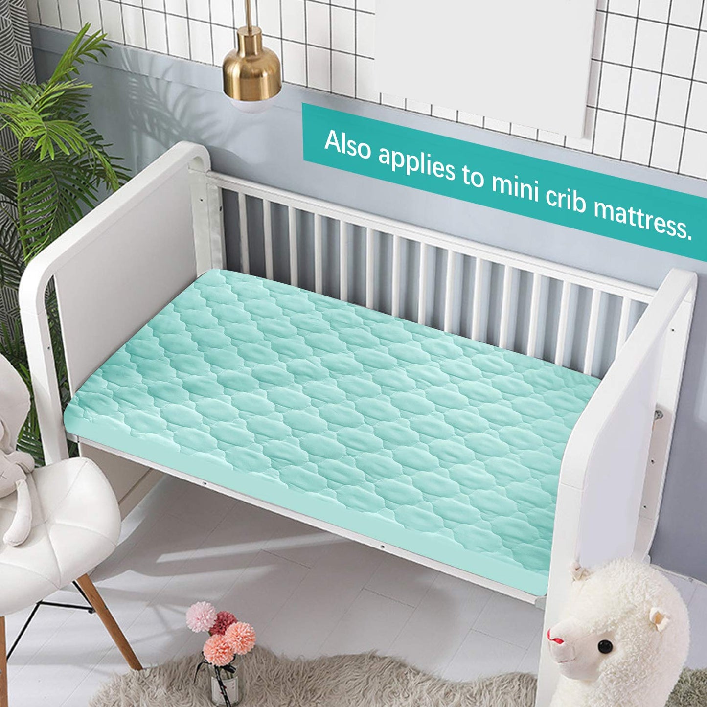 Pack and Play Sheets Mattress Pad Protector Fitted Waterproof Playard Mattress Cover, Compatible with Graco Pack n Play & Dream On Me & Pamo Babe, Playpen/Playard Sheet Quilted, Gray, 39" x 27"