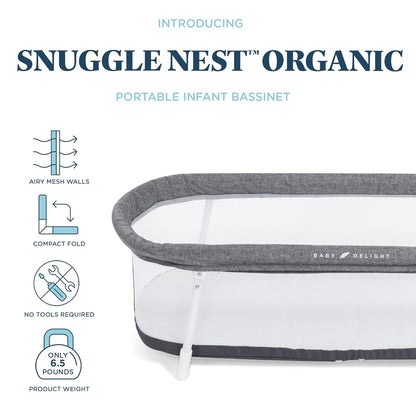Baby Delight Snuggle Nest Bassinet, Portable Baby Bed, for Infants 0 – 5 Months, Driftwood Grey