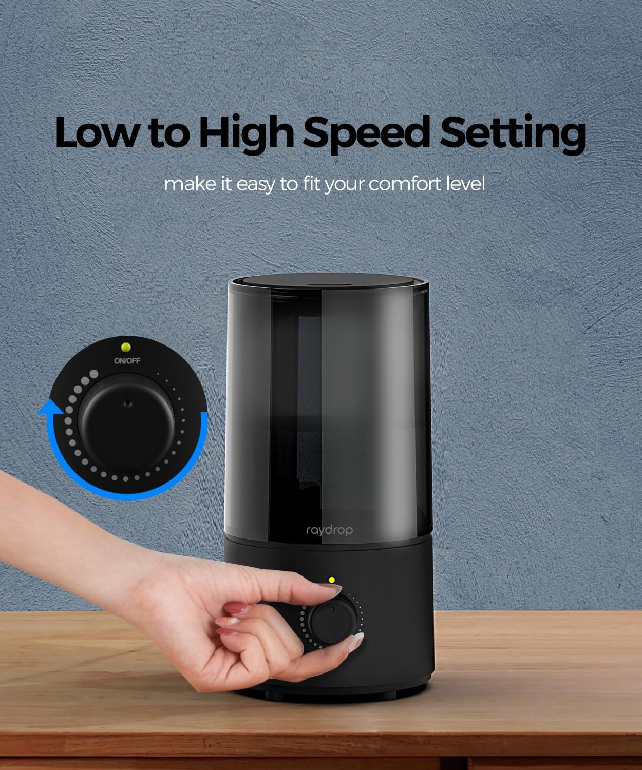 raydrop Cool Mist Humidifiers for Home Babies, 1.70 L Quiet and Small Ultrasonic Humidifier for Bedroom Nightstand, Space Saving, Auto Shut Off - (0.45 Gallon, US 110 V)