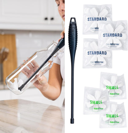 Drying Wand - Narrow Container Dryer (>1.25" Opening) - Water Bottle, Carafe, Wine Glass, Champagne Flute, Hydration Backpack Bladder, Reusable Bags - Rack Alternative. Patented.
