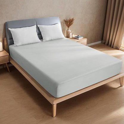 2 Pack Twin XL Premium Waterproof Mattress Protector, Soft Breathable Mattress Pad, Noiseless Waterproof Bed Cover - Stretch to 21" Fitted Deep Pocket Mattress Protection Cover - Light Grey