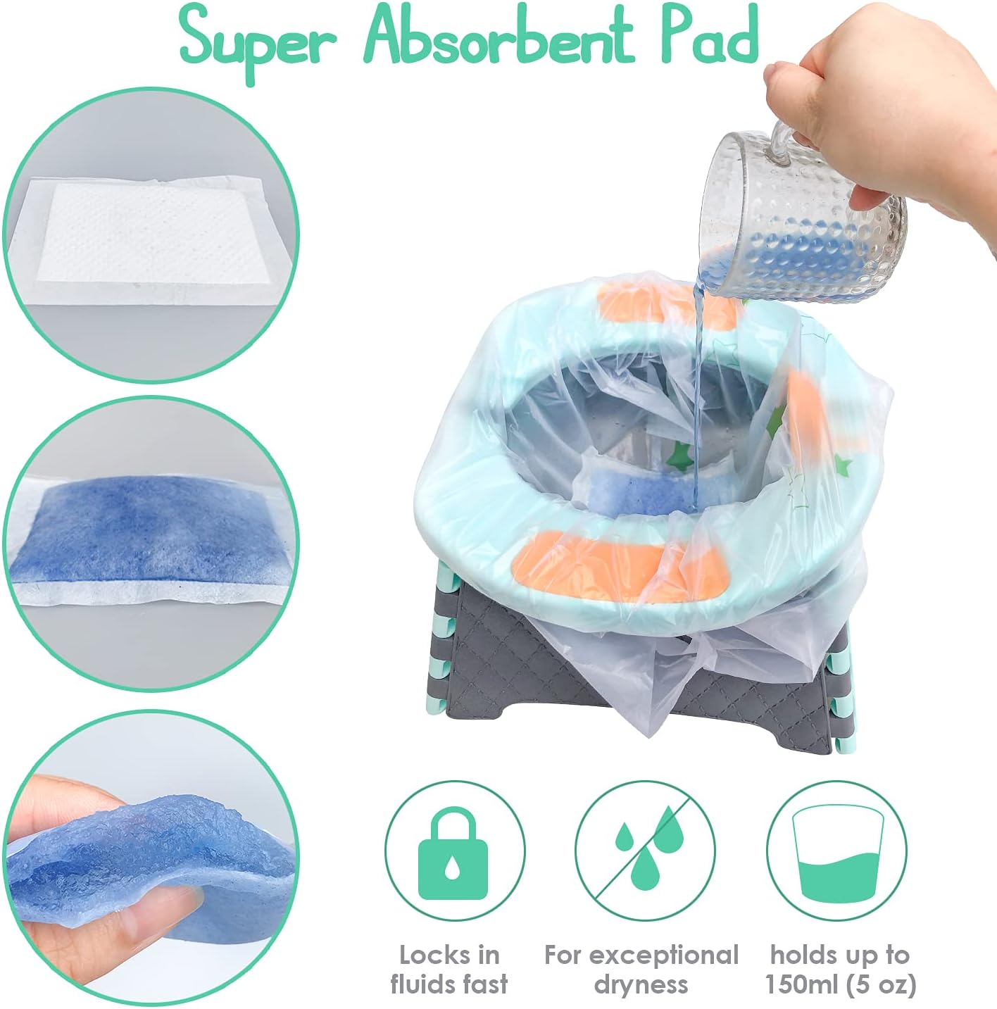 Potty Chair Liners, Portable Disposable Potty Liner Bags for Universal Potty Training Toilet Seat, Toddler Outdoors Travel Baby Toilet Liners - 60 Pack