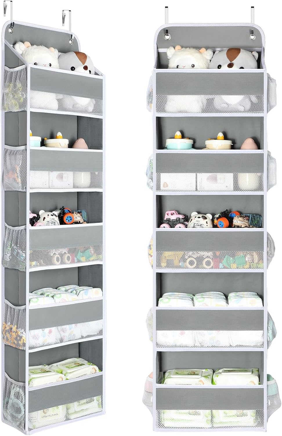 Yecaye 1 Pack Over the Door Organizer, 35.2lbs Load Toy Stuffed Animal Storage, Swing-proof Hanging Bathroom Organizers and Storage for Nursery Newborn Baby Essential Stuff Dorm Room Essentials