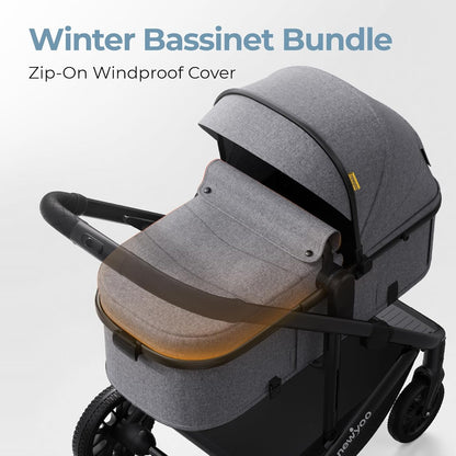 newyoo Infant Stroller with Bassinet Mode, Nestro 516M, Convertible Baby Strollers with Reversible Seat & Cup Holder, Coches para Bebes, 2-in-1 Rear-Facing Pram, Warm Taupe