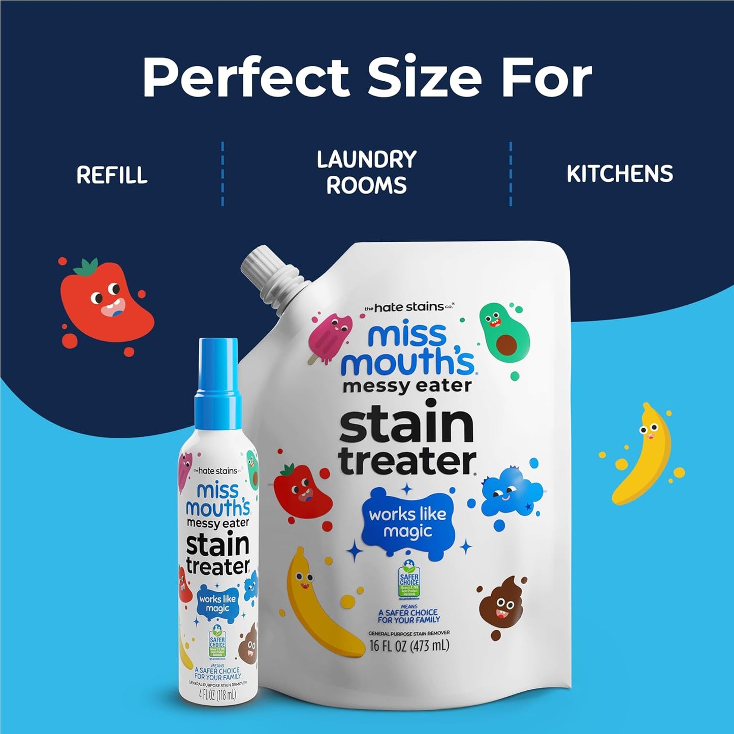 Miss Mouth's Messy Eater Stain Treater Spray - 4oz Stain Remover - Newborn & Baby Essentials - No Dry Cleaning Food, Grease, Coffee Off Laundry, Underwear, Fabric