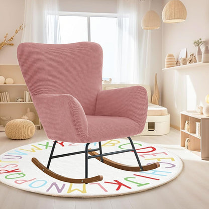 Levoberg Nursery Rocking Chair Cover Stretch Rocker Glider Chairs Cover Slipcovers Jacquard Rocking Accent Chair Cover Recliner Armchair Slipcover for Nursery Living Room Bedroom Office Black