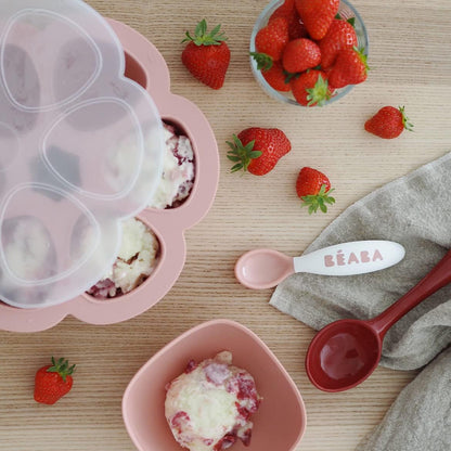 Beaba Silicone Suction Baby Bowl, Soft Anti Slip Durable Unbreakable Toddler Bowls, Baby Essentials, Toddler Feeding, (Rose)
