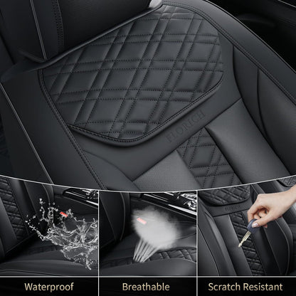 FLORICH Car Seat Covers Full Set, Automotive Seat Covers, Black Car Seat Cover, Waterproof Seat Protectors Universal fit for Car Truck Van SUV - Black