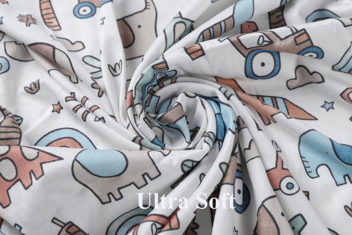 Bassinet Sheet Set 2 Pack Snug Fitted Bedside Sleeper Bassinet Sheets, Stretchy Ultra Soft, Unisex Boy Girl, Light Blue & Dinosaur