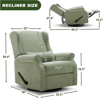 Eiayeebil Nursery Swivel Glider Recliner,Rocking Chair Nursery with Footrest,Rocking Recliner Chair for Nursery,Glider Rocker Recliner for Living Room & Bedroom,Beige