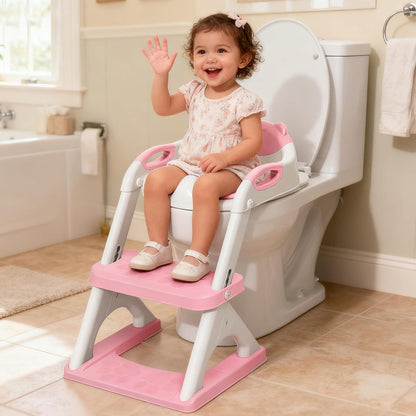 Potty Training Seat, SKYROKU Upgrade Toddler Toilet Seat for Kids Boys Girls, 2 in 1 Potty Training Toilet, Splash Guard Anti-Slip Pad Step Stool,New Sector-Shape Stabilized Base (8899+Grey)
