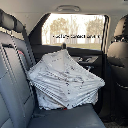 Car Seat Covers for Babies - Multi-use Carseat Canopy Cover Breastfeeding Covers, Stroller Canopy Cover (Navy Dinosaur)