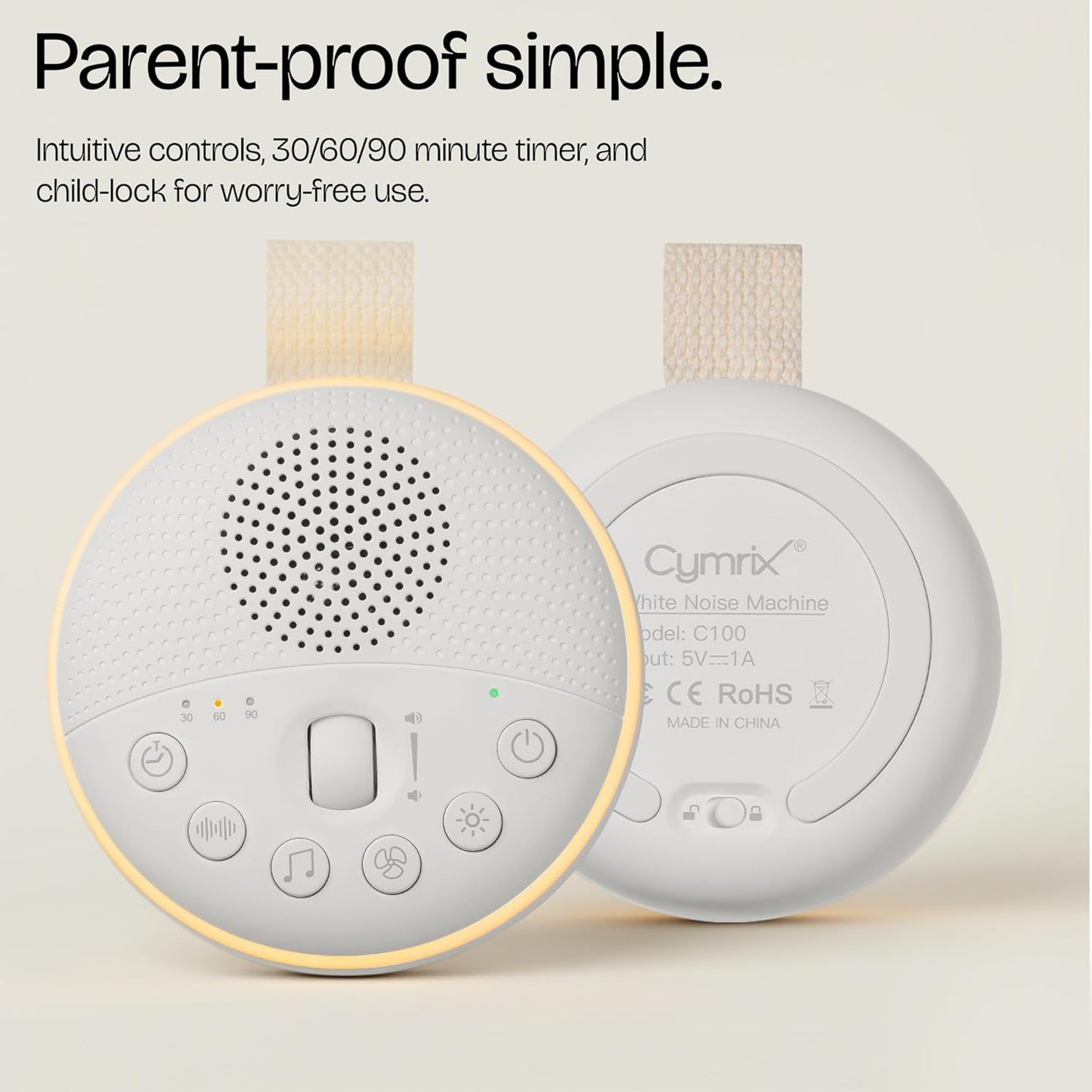 White Noise Machine for Baby & Adults with 21 Relaxing Sounds & Adjustable Night Light, Rechargeable & Portable Sleep Aid for Home & Travel