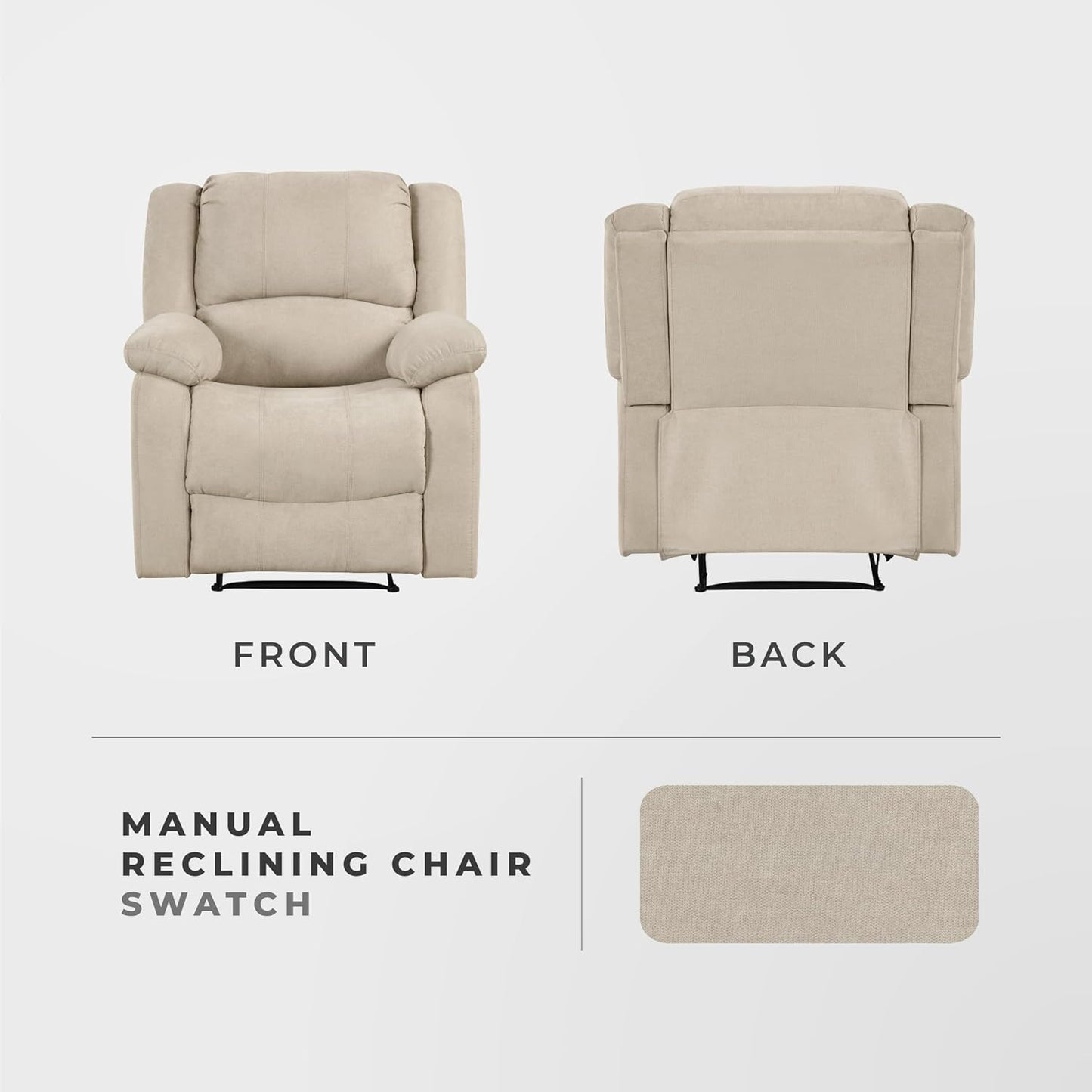 Lexicon Manual Glider Recliner Sofa Chair, Home Theater Seating, Wall Hugger Manual Reclining Nursery Chair for Bedroom/Living Room/Office/Apartment, Grey Chenille