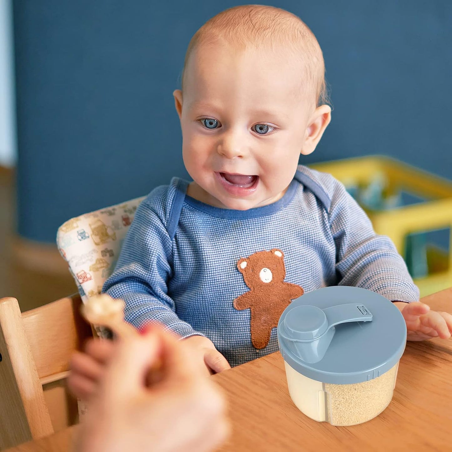 Accmor Baby Formula Dispenser On The Go, Non-Spill Rotating Four-Compartment Formula Container to Go, Milk Powder Kids Snack Container for Infant Toddler Travel Outdoor, Blue