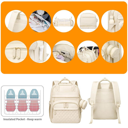 Astro alan Baby Diaper Bag with Changing Station, Waterproof Diaper Bag Backpack for Moms Dads with USB Charging Port, Baby Shower Gifts, Large Capacity diaper backpack, Grey