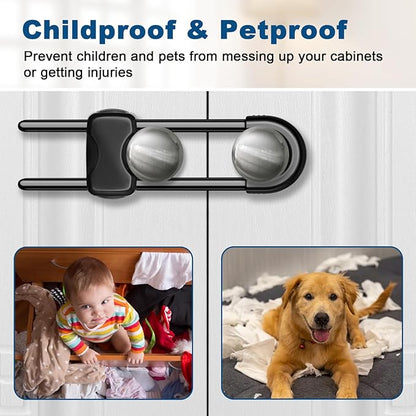 Cabinet Locks for Babies,Child Proof Cabinet Locks,4 Pack U-Shaped Baby Proofing Cabinets,Child Locks for Cabinets and Drawers,Child Safety Cabinet Locks with Adjustable (Black)