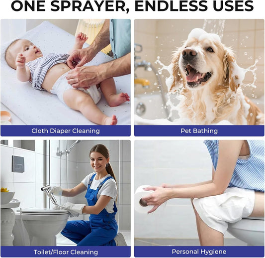 Handheld Bidet Sprayer for Toilet - Stainless Steel Bathroom Bidet Faucet with Adjustable Water Pressure Hose - Leak-Proof Muslim Shower & Cloth Diaper Sprayer for Baby, Feminine Wash, Pet Bath