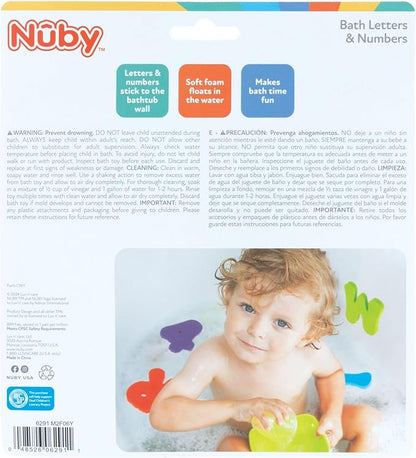 Nuby Foam Bath Letters and Numbers for Toddlers - Bath Toy Set for Kids 3+ Years - 36 Pieces