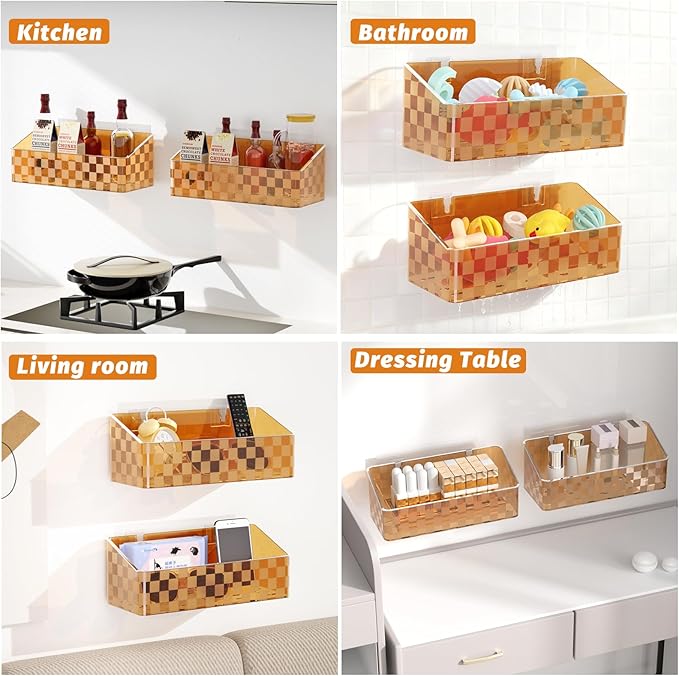 Natheeph Bath Toy Storage Holder, 2 Pack Large Capacity Bath Toy Organizer for Tub Clear Baby Bathtub Toy Storage Multi Use Shower Caddy for Bathroom, Bedroom & More (Brown)