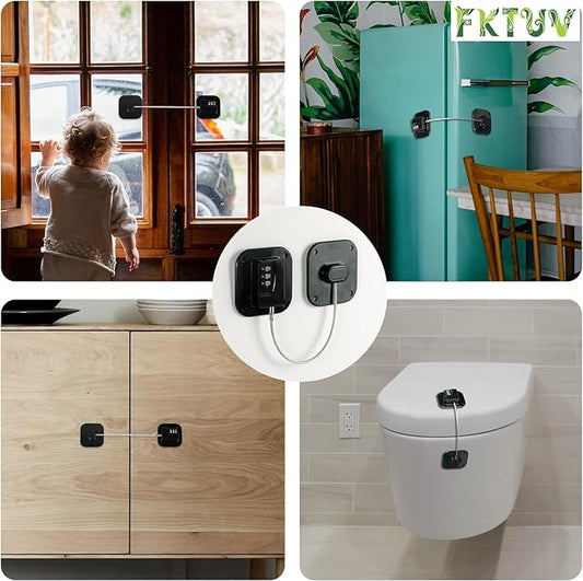 Child Safety Cabinet Locks, Fridge Lock with Combination, Closet Locks,Cabinet Lock(Black 2Pcs)