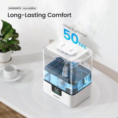 MERONTE Smart Humidifiers for Bedroom Large Room Home, 6L Cool Mist Top Fill Humidifier with Essential Oil Diffuser, Smart App & Voice Control, for Nursery & Plants, Black, 1 Pack + 7 Color NightLight
