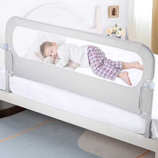 NUTIKAS Baby Bed Rail Guard for Toddlers - 58.7" Toddler Bed Rails for Twin, Full, Queen, King Bunk Size Bed Swing Down Bedrail Extral Tall Child Safety Side Railing Guards for Kids