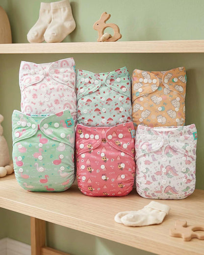 ALVABABY Baby Cloth Diapers 6 Pack with 12 Inserts Cloth Diaper Covers Adjustable Washable Reusable for Baby Girls and Boys
