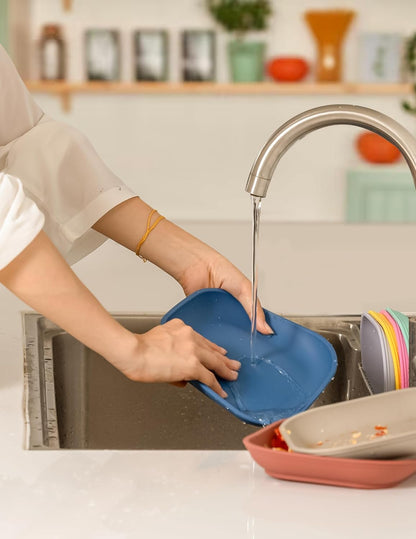 BABELIO Powerful Suction Plates for Baby and Toddler, 100% Food Grand Silicone, Divided, BPA Free, Microwave & Dishwasher Safe, Stay Put, 3 Pack