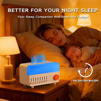 TMEHM 4-in-1 Sleep Sound Machine with White Noise & 8 Nature Sounds, Bluetooth Speaker, Night Light & Aroma Diffuser with Timer for Baby, Kids and Adults (Black)