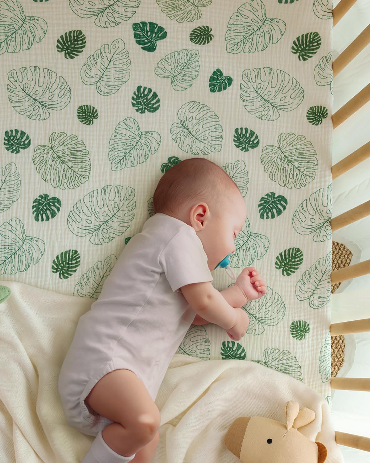Blissful Diary Muslin Bassinet Sheets for Baby Girls Boys, Boho Soft Cotton Fitted for Oval Hourglass Rectangle Mattress, 2 Pack(Sunshine&Brown)